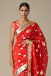 Buy_Gulabo by Abu Sandeep_Red Modal Chanderi Embroidered Gota Lace Diamond Saree _Online_at_Aza_Fashions