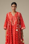 Gulabo by Abu Sandeep_Red Modal Chanderi Embroidered Gota Lace Geometric Pattern Kurta With Pant _at_Aza_Fashions