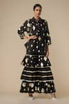 Gulabo by Abu Sandeep_Black Modal Chanderi Embroidered Gota Lace Geometric Pattern Kurta With Gharara _at_Aza_Fashions