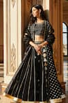 Buy_Gulabo by Abu Sandeep_Black Modal Chanderi Embroidered Gota Lace Work Lehenga _at_Aza_Fashions