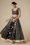 Gulabo by Abu Sandeep_Black Modal Chanderi Embroidered Gota Lace Work Lehenga _Online_at_Aza_Fashions