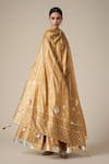 Buy_Gulabo by Abu Sandeep_Beige Modal Chanderi Embroidered Gota Lace Linear Dupatta _Online_at_Aza_Fashions