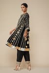 Gulabo by Abu Sandeep_Black Modal Chanderi Embroidered Gota Round Kurta Pant Set _at_Aza_Fashions