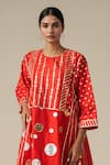 Gulabo by Abu Sandeep_Red Modal Chanderi Embroidered Gota Round Kurta Set _at_Aza_Fashions