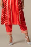 Buy_Gulabo by Abu Sandeep_Red Modal Chanderi Embroidered Gota Notched Straight Kurta Set _Online_at_Aza_Fashions