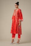 Buy_Gulabo by Abu Sandeep_Red Modal Chanderi Embroidered Gota Notched Straight Kurta Set 