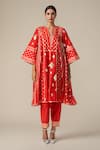 Buy_Gulabo by Abu Sandeep_Red Modal Chanderi Embroidered Gota V Neck Kali Kurta Set _at_Aza_Fashions