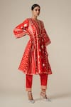 Gulabo by Abu Sandeep_Red Modal Chanderi Embroidered Gota V Neck Kali Kurta Set _at_Aza_Fashions