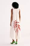 Shop_Kharakapas_Off White Cotton Mul Printed Fern V-neck Elysian Jumpsuit _at_Aza_Fashions