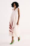 Kharakapas_Off White Cotton Mul Printed Fern V-neck Elysian Jumpsuit _Online_at_Aza_Fashions