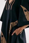 Shop_Kharakapas_Black Cotton Mul Printed Palm Leaf V-neck Paradise Pop Dress _Online_at_Aza_Fashions