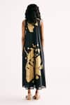 Shop_Kharakapas_Black Cotton Mul Print Floral V Neck Treasure Island Jumpsuit _at_Aza_Fashions