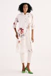 Buy_Kharakapas_Off White Cotton Mul Print Floral Band Wisteria Straight Kurta With Pant _at_Aza_Fashions