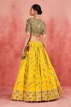 Buy_Sue Mue_Yellow Pure Silk Embroidered Aari V Neck Aaliyah Floral Jaal Lehenga Set _Online_at_Aza_Fashions