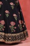 Buy_Sue Mue_Black Rawsilk Embroidered Pitta V Neck Mariam Floral Lehenga Set 