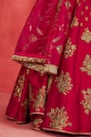 Shop_Sue Mue_Pink Rawsilk Embroidered Floral V Neck Yasmin Zari Lehenga Blouse 