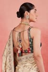 Shop_Sue Mue_Beige Pure Silk Embroidered Zari Round Nurul Saree With Blouse _Online_at_Aza_Fashions