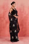 Shop_Sue Mue_Black Pure Silk Organza Embroidered Patti Adiva Floral Saree With Blouse _Online_at_Aza_Fashions