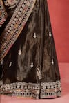 Shop_Sue Mue_Black Handwoven Cotton Tissue Embroidered Zari Rizwana Floral Saree With Blouse _Online_at_Aza_Fashions