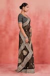 Buy_Sue Mue_Black Handwoven Cotton Tissue Embroidered Zari Rizwana Floral Saree With Blouse 