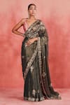 Buy_Sue Mue_Green Handwoven Cotton Tissue Embroidered Najida Floral Jaal Saree With Blouse _at_Aza_Fashions