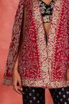 Buy_Sue Mue_Pink Rawsilk Embroidered Sequin Bustier Jamila Floral Jaal Cape And Pant Set _Online_at_Aza_Fashions