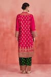 Shop_Sue Mue_Pink Rawsilk Embroidered Dori Mandarin Collar Latifa Panelled Kurta Set 