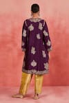 Buy_Sue Mue_Purple Rawsilk Embroidered Aari Round Maira Floral Kurta Set _Online_at_Aza_Fashions