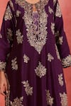 Sue Mue_Purple Rawsilk Embroidered Aari Round Maira Floral Kurta Set _at_Aza_Fashions