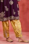 Buy_Sue Mue_Purple Rawsilk Embroidered Aari Round Maira Floral Kurta Set 