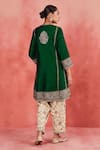 Buy_Sue Mue_Green Rawsilk Embroidered Zari Round Nusrat Short Panelled Kurta Set _Online_at_Aza_Fashions