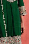 Buy_Sue Mue_Green Rawsilk Embroidered Zari Round Nusrat Short Panelled Kurta Set 