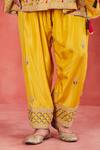 Sue Mue_Yellow Pure Silk Embroidered Dori Notched Rashida Threadwork Kurta Set _at_Aza_Fashions