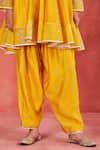 Buy_Sue Mue_Yellow Handwoven Silk Chanderi Embroidered Zari Raniya Short Anarkali Set _Online_at_Aza_Fashions