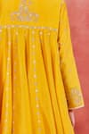 Shop_Sue Mue_Yellow Handwoven Silk Chanderi Embroidered Zari Raniya Short Anarkali Set _Online_at_Aza_Fashions