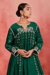 Shop_Sue Mue_Green Handwoven Silk Chanderi Embroidered Zari Salima Paisley Anarkali Set _Online_at_Aza_Fashions