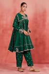 Buy_Sue Mue_Green Handwoven Silk Chanderi Embroidered Zari Salima Paisley Anarkali Set 