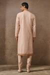 Shop_Tarun Tahiliani_Pink Cotton, Polyester Embroidery Maori Kurta With Churidar _at_Aza_Fashions