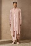Buy_Tarun Tahiliani_Pink Georgette, Tussar, Silk Diamonds, Embroidery Dori Paisley Kurta Dhoti Set _Online_at_Aza_Fashions