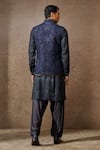 Shop_Tarun Tahiliani_Blue Silk Dupion Embroidered Dori Paisley Waistcoat Kurta Set _at_Aza_Fashions