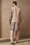 Shop_Tarun Tahiliani_Pink Silk Dupion Embroidered Dori Tonal Paisley Waistcoat Kurta Set _at_Aza_Fashions