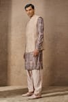 Buy_Tarun Tahiliani_Pink Silk Dupion Embroidered Dori Tonal Paisley Waistcoat Kurta Set _Online_at_Aza_Fashions