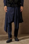 Tarun Tahiliani_Blue Cotton Velvet Embellished Pixeled Floral Pattern Waistcoat Set _Online_at_Aza_Fashions