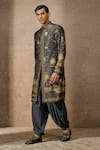 Buy_Tarun Tahiliani_Brown , Satin Embroidery, Beads Pichwai Print Kurta Set _Online_at_Aza_Fashions