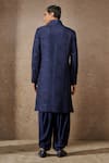 Shop_Tarun Tahiliani_Blue Silk, Georgette Sequins Geometric Embroidered Kurta Set With Shawl _at_Aza_Fashions