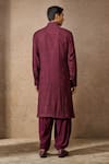Shop_Tarun Tahiliani_Wine Silk, Georgette Sequins Embroidered Kurta Set With Shawl _at_Aza_Fashions