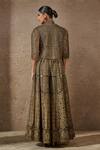 Shop_Tarun Tahiliani_Black Tulle Embellished Sequin Stand Collar Architecture Motif Cape _at_Aza_Fashions