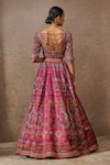 Shop_Tarun Tahiliani_Fuchsia Blouse And Lehenga Kasab Satin Embroidered Geometric Mandala Print Set _at_Aza_Fashions