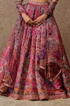 Tarun Tahiliani_Fuchsia Blouse And Lehenga Kasab Satin Embroidered Geometric Mandala Print Set _Online_at_Aza_Fashions