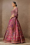 Shop_Tarun Tahiliani_Fuchsia Blouse And Lehenga Kasab Satin Embroidered Geometric Mandala Print Set _Online_at_Aza_Fashions